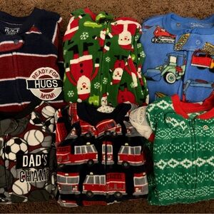 Holiday & Playful Baby Footed Pajama Bundle - Santa, Trucks, Firetrucks